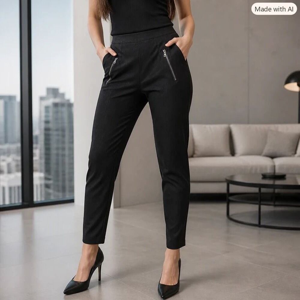 Calvin Klein Black Ankle Pants Size 4, Stretch Waist Slim Trousers - Picture 10 of 10